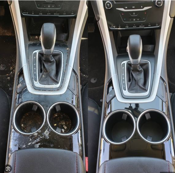 Gear console detailing before and after results